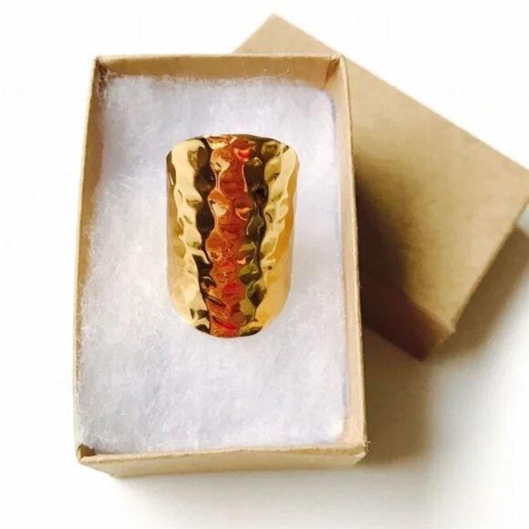 Hammered Gold Statement Ring - Picture 6 of 9